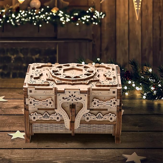 3D Wooden Puzzles Antique Box - Store Your Jewelry - DIY Gift Box, Brainteaser and Puzzle for Christmas/Birthday,Gifts for Adults and Teens to Build Combination