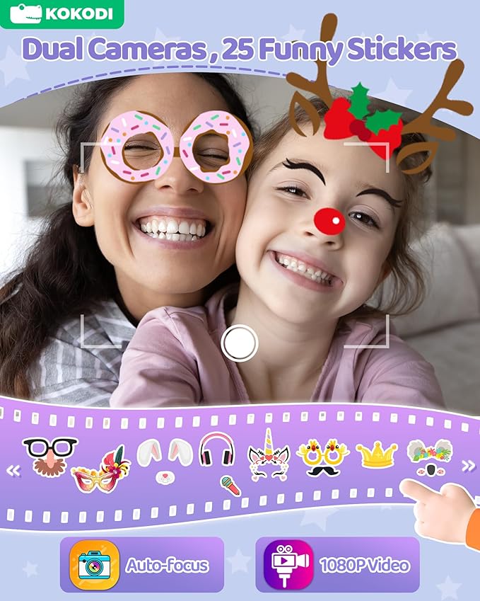 KOKODI Kids Smart Phone Toys, Birthday Gifts Unicorn Toddler Play Phone for Girls 3-10, Touchscreen HD Dual Camera Cell Phone for Kids, Travel Toy Preschool Learning Toy for Kids (Purple)