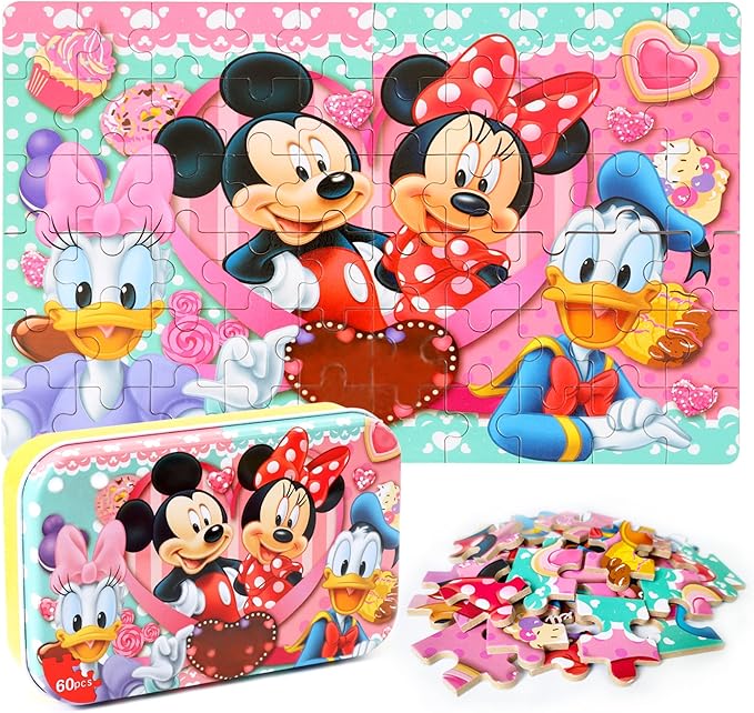 Puzzles for Kids Ages 4-8, 60 Pieces for Kids Ages 3-5 in a Metal Box Jigsaw Puzzles Girls and Boys Educational Toys Gifts