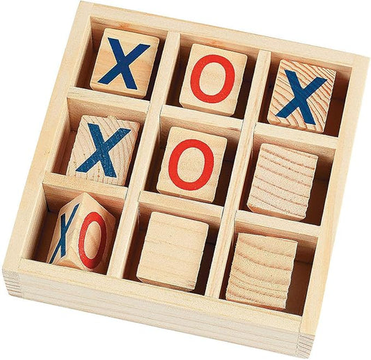 Wooden Tic Tac Toe Board Game - Strategy Game for Kids - Toy for Road Trips and Indoor Play