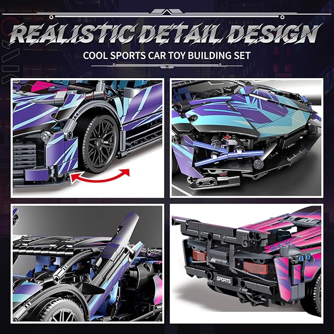 1329 Piece Sports Car Building Blocks Toys Boys or Adults Kits, 1:14 Race Car Model Building Set, Adult Collectible Model Cars Set to Build, STEM Super Cars Sets for Boys Girls Age 6-12, 8-14