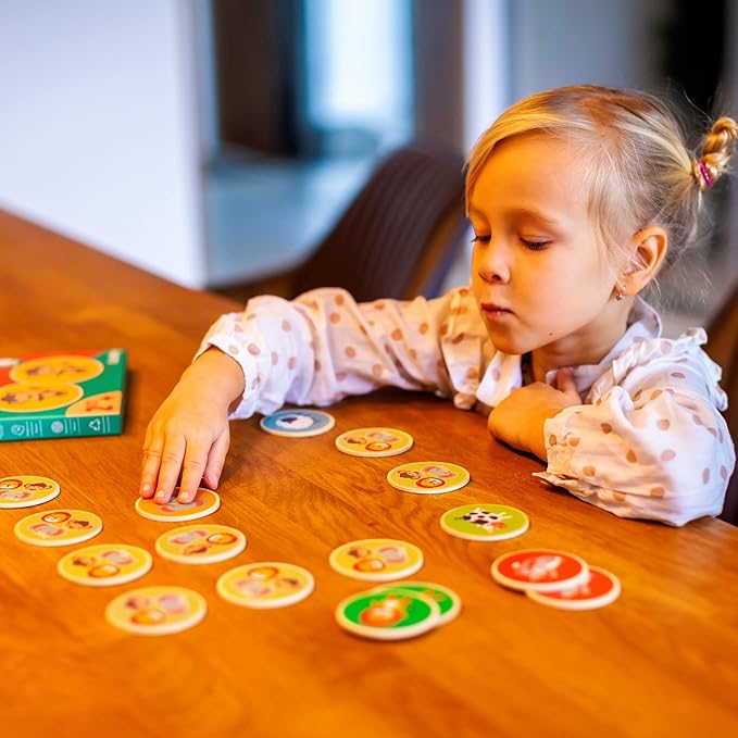 Montessori-Inspired Wooden Matching Game for Toddlers 2-4 Years - Durable, Scratch-Resistant 16 Card Set, Includes Carry Bag - Memory Game for Toddlers 2-4 Years - Cognitive Verbal Skills Development
