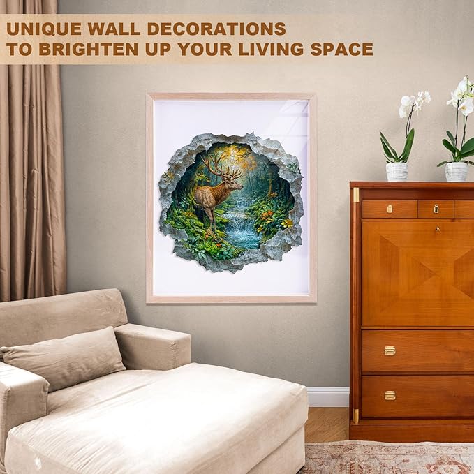 Jigfoxy Wooden Puzzle for Adults, Deer Jigsaw Puzzles for Adult, Unique Animal Shape Wood Cut Puzzles, Christmas Thanksgiving Gifts for Friends Family (S-8.5 * 8.2in-100pcs)