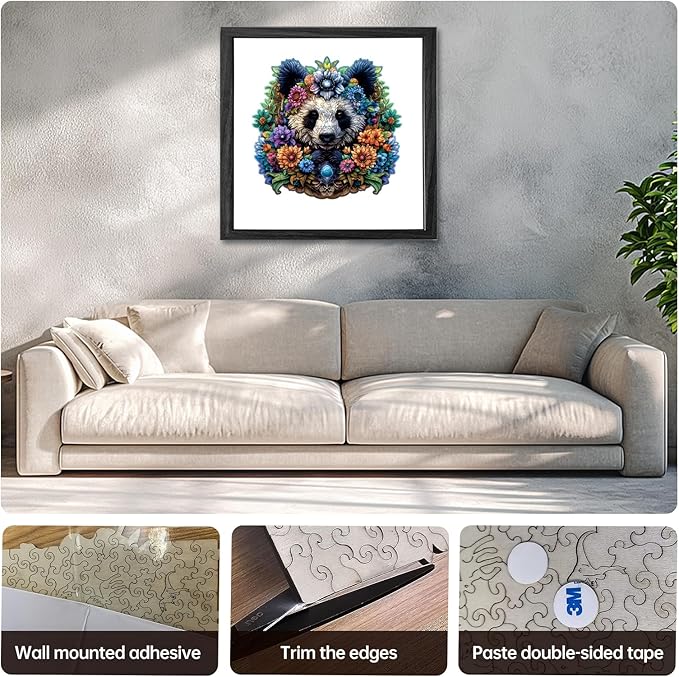 Wooden Puzzles for Adults,Panda Design Jigsaw Puzzles 200 Piece,Thanksgiving Birthday Gifts Family Game,Unique Shape Puzzle Challenge 11 x 11 Inch