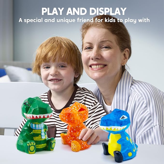 Klever Kits DIY Night Light- Paint Your Own Dinosaur Lamp- Arts & Crafts Kit School Activities Art Supplies Painting Kits, Birthday Gifts for Girls Boys Aged 6+