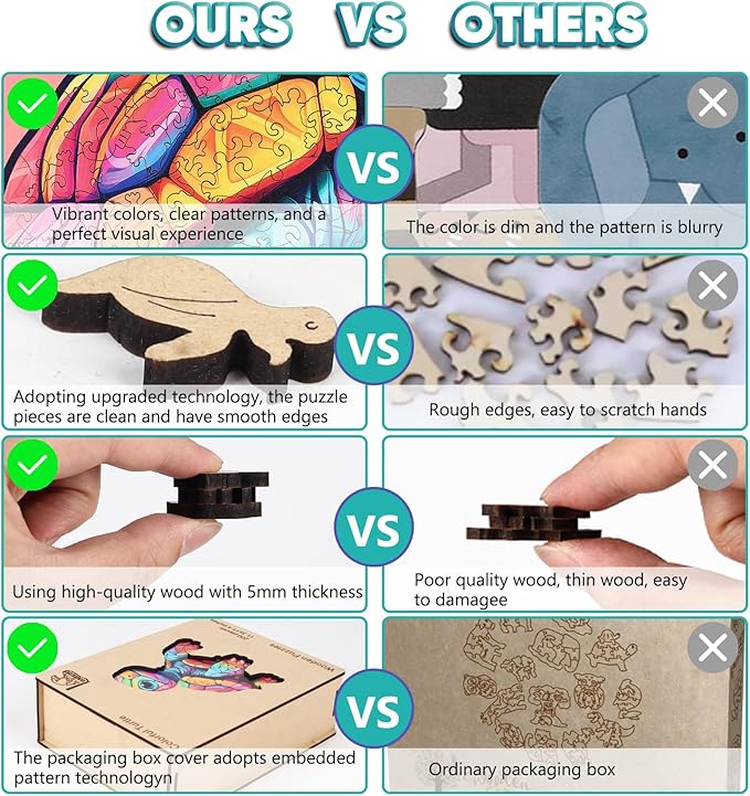 Leodozzio Wooden Puzzles for Adults, Colorful Turtle Jigsaw Puzzles 200 Pieces-5MM Thickness, 11.2x11.4 Inch, Unique Shaped Wooden Puzzle, Birthday Gift Family Game