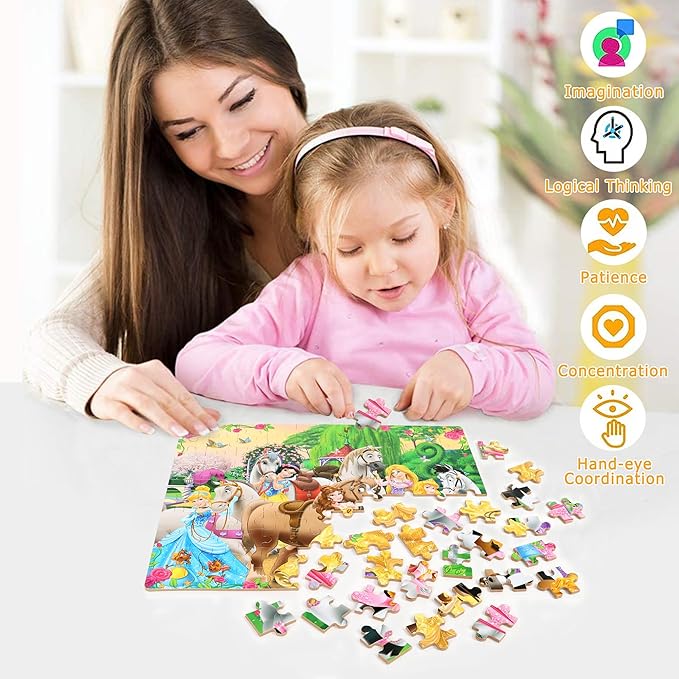 Puzzles for Kids Ages 4-8 100 Pieces Jigsaw Puzzles for Boys and Girls Educational Learning Puzzles in Metal Box