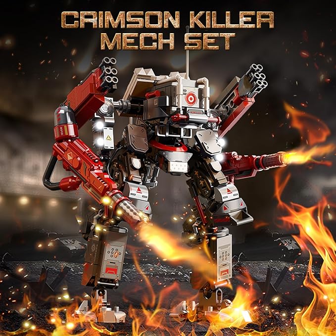 HIGH GODO Crimson Fighter Mech Robot Transforming Building Blocks Set for Adults,City Warrior Justice Hero Soldier Mech Model Building Kit, Cool Creative Robots Toys Gift for Teens Boys, 523 Pieces