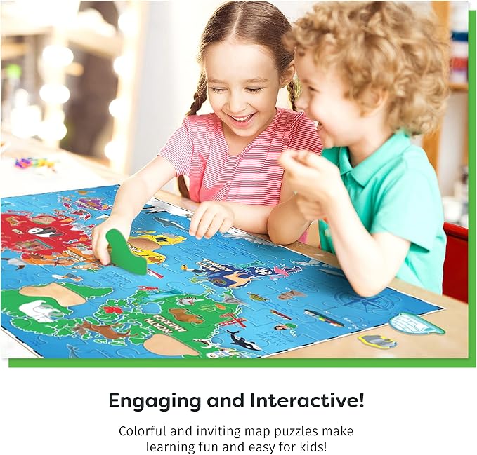 World Map Puzzle for Kids - 75 Piece - World Puzzles with Continents - Childrens Jigsaw Geography Puzzles for Kids Ages 4-8, 5, 6, 7, 8-10 Year Olds - Puzzle Maps Educational Toys for 4+ Year Old