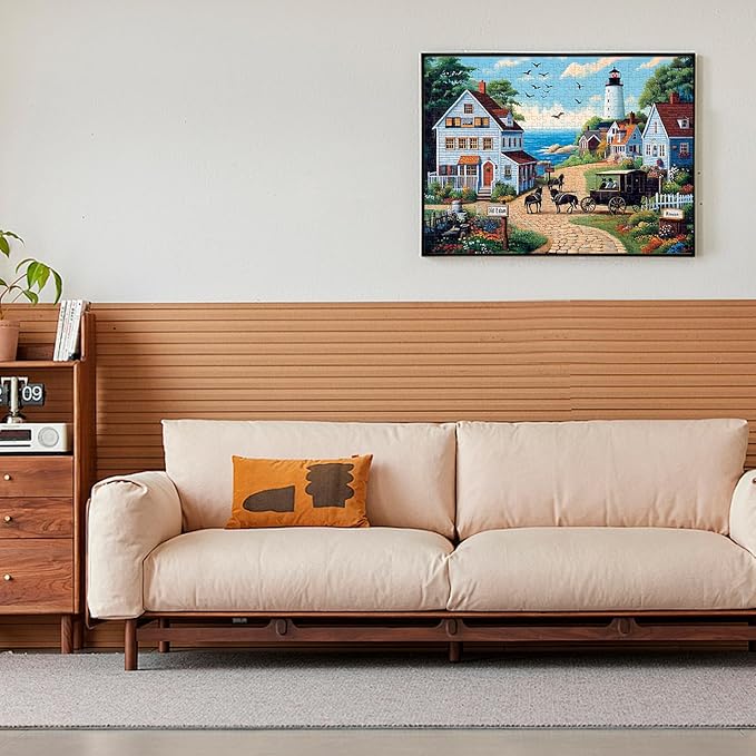 500 Pieces Puzzle for Adults, Town Horse House Puzzle, Recycled Cardboard Jigsaw Puzzles 500 Pieces for Adult, Challenging Puzzles Game Home Decor Birthday Party Gift Toy for Kids Seniors 20.5*15 in