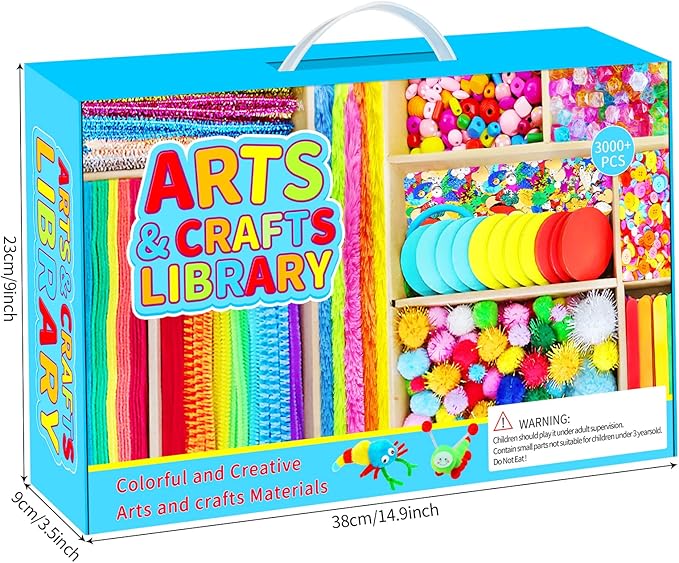Itopstar Crafts for Kids -5000pcs+ Art Supplies Kids Art Supplies Great for School, Homeschool and Kindergarten DIY Crafting Projects-Giant Craft Box for Supplies