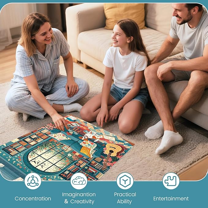 300 Piece Puzzle for Adults, Cozy Afternoon Jigsaw Puzzles, Vintage Living Room with Dog and Books 300 Piece Puzzle, Relaxing Family Activity for Kids and Adults, 20.5×15 in