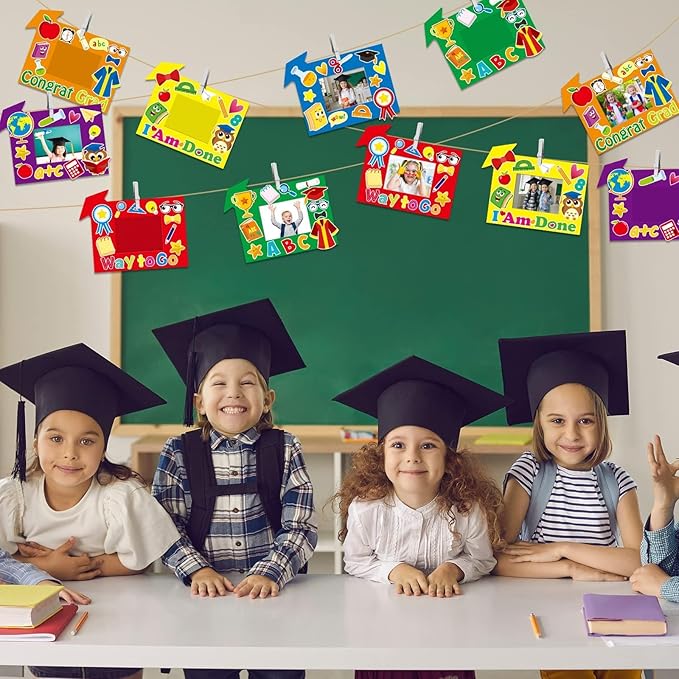 30 Packs Preschool Graduation Craft Kits for Kids Congrats Grad DIY Picture Frame Craft Art Class of 2025 Kindergarten Graduation Party Favor Decorations Home Classroom Gifts Game Activities