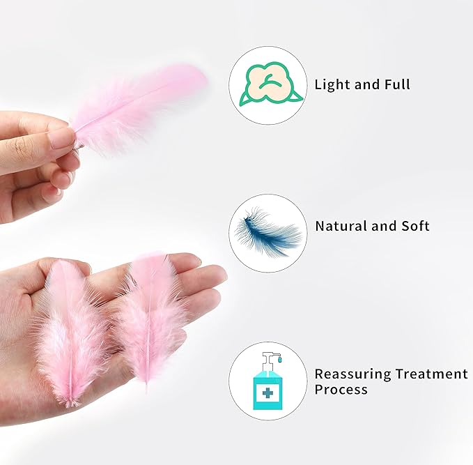 Soarer Pink Feathers for Crafts - 300pcs 3-5inch Craft Feathers Bulk for Wedding Home Party, Dream Catcher Supplies and DIY Crafts(LightPink)