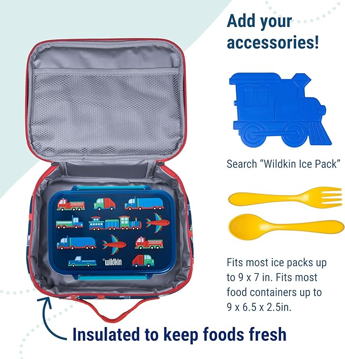 Wildkin Kids Insulated Lunch Box – Durable and Reusable for School & Travel - Transportation