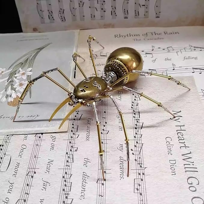 Steampunk Bug Mechanical Sculpture Insect Clockwork 3D Steampunk Metal Puzzle Mechanical Insects Model (Ghost Spider)