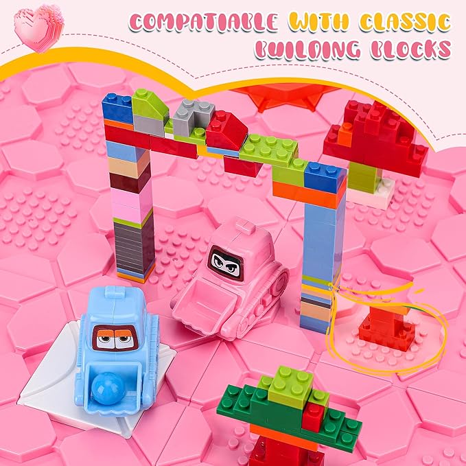 STEM Logic Road Builder Toys: Board Games Toys for 5 Year Old Kids Montessori Brain Teaser Puzzles Educational Learning Activities Toy for Kid Ages 3 4 6-8 12 Boys Girls Gifts (Pink, 50PCS)