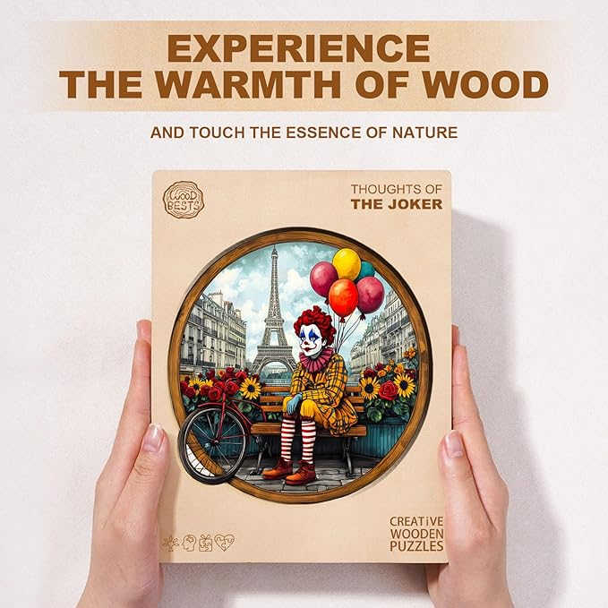 Jigfoxy Wooden Puzzle for Adults, Joker Jigsaw Puzzles for Adult, Unique Animal Shape Wood Cut Puzzles, Christmas Thanksgiving Gifts for Friends Family (S-8.5 * 8.3in-100pcs)