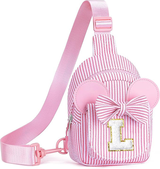 Birthday Gifts for 2 3 4 5 6 7 Year Old Girls - Small Crossbody Bags for Kids Little Girls 2-7, Initial Small Sling Bag Purse for Little Girl Kids Birthday Gift (Pink L)