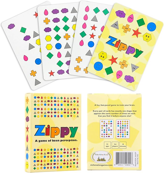 Zippy - Award Winning Visual Brain Game for Kids and Adults - The Amazing Game of Keen Perception - Fun, Portable, Easy-to-Learn Visual Card Game for Kids, Adults, and Families