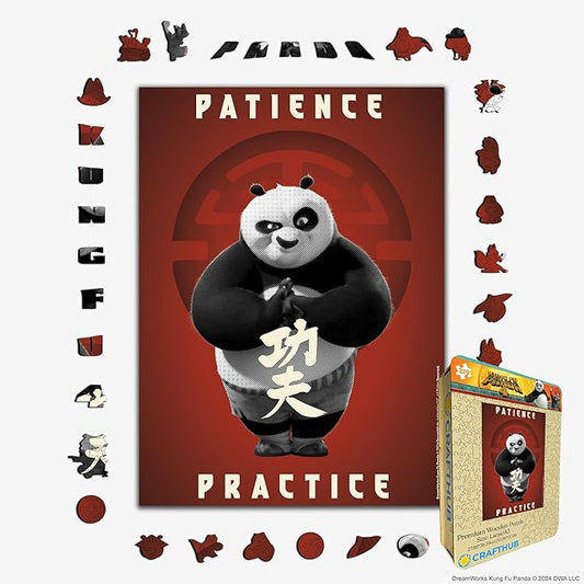 Crafthub Kung Fu Panda Wooden Puzzles for Adults – A3 Size with 343 Pieces Wood Puzzles – Patience Practice – Jigsaw Puzzles with Unique Shapes – 15" x 11"