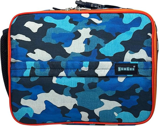 Yumbox Kids Lunch Bag, Holds Lunch Box and Water Bottle, 3 Ways to Carry, Zip Closure, Inside Zipper Netting, Wipe Clean Fabric with EVA lining for extra insulation (Camo)
