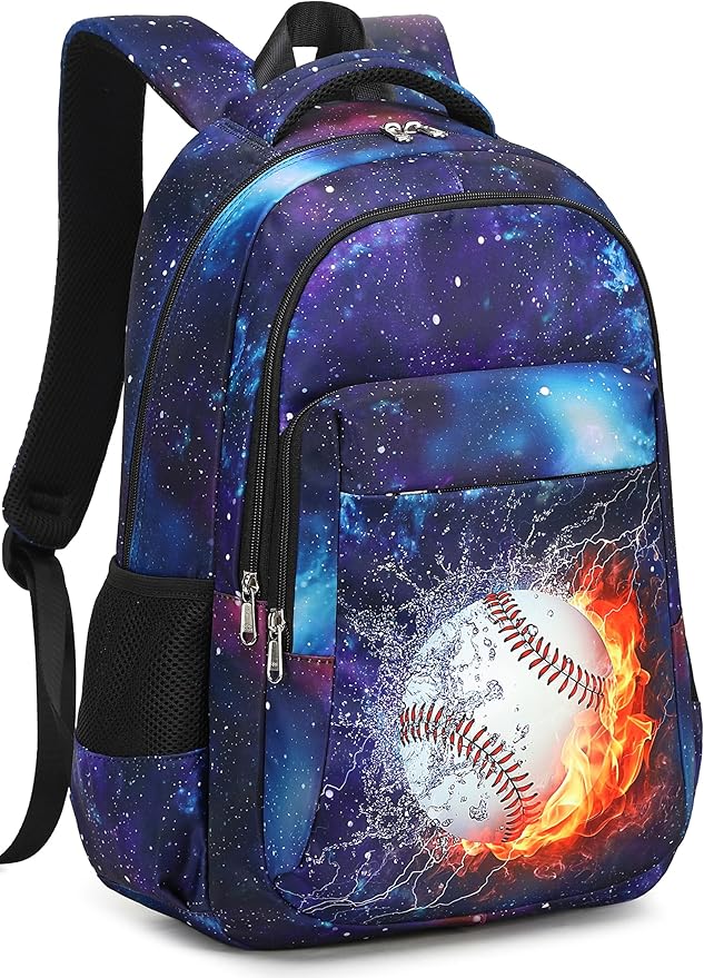 LEDAOU School Backpack Teen Boys Kids Bookbag Daypack School Bag (Baseball)