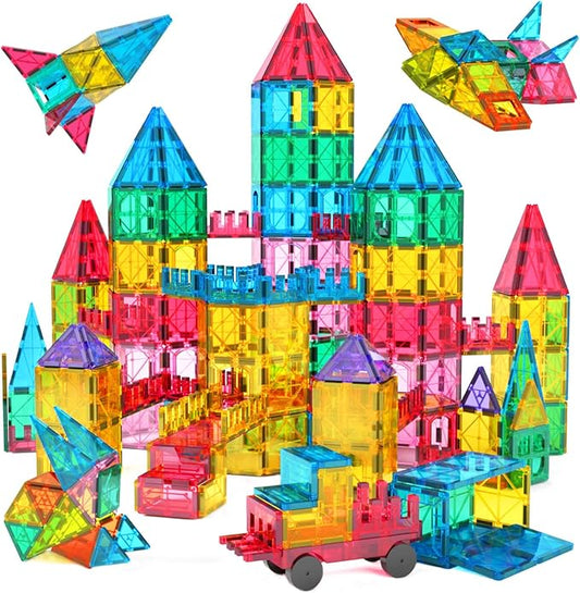 Jasonwell 65pcs Magnetic Tiles Building Blocks Set for Boys Girls Preschool Educational Magnet Construction Kit Stacking STEM Toys Christmas Birthday Gift for Kids Toddler 3 4 5 6 7 8 9 10 + Year Old
