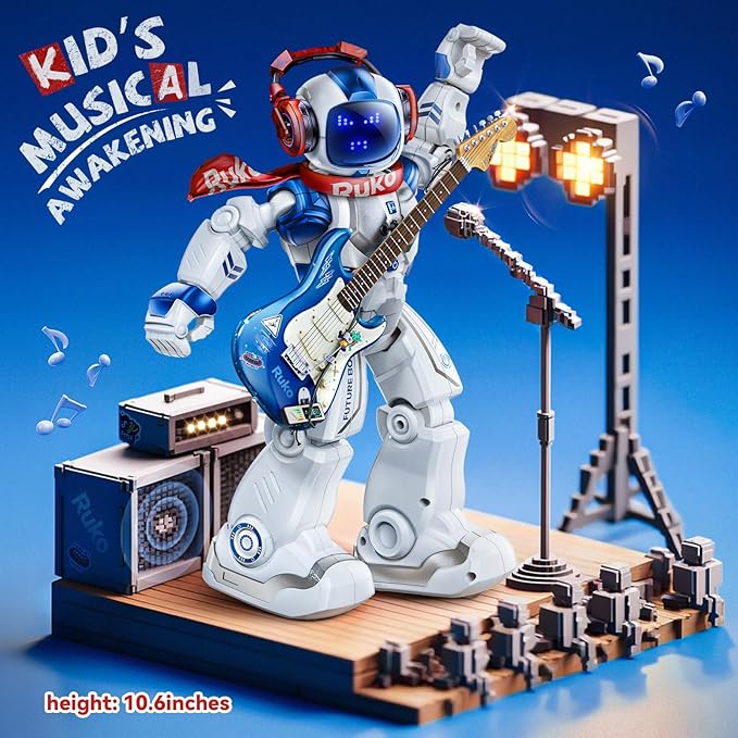 Ruko 6088 Programmable Robot with APP Control, Remote Control, Gesture Sensing Control, Rechargeable Robots Toys for Boys and Girls, Interactive LED Faces, QA Games for 3 4 5 6 Years Kids, Blue
