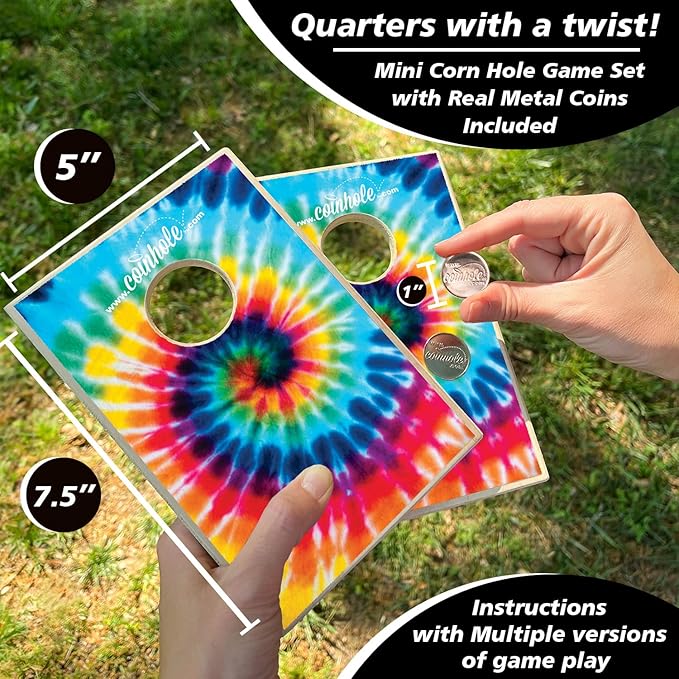 Coinhole Desktop Coin Bouncing Party Game Set | Tabletop Cornhole Board Game | Small Cornhole Travel Game Includes Coins