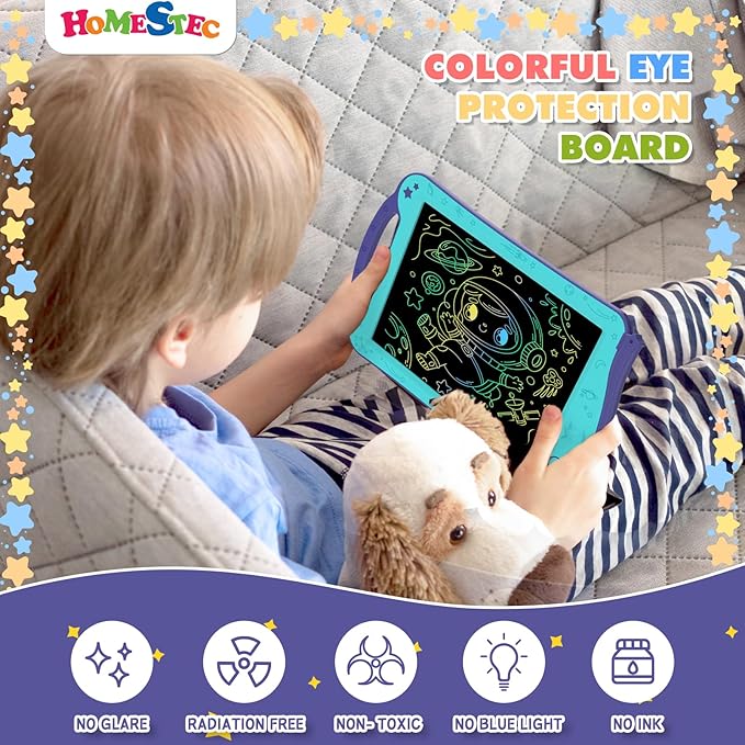 HOMESTEC Astrodraw Drawing Pad Toys, Colorful LCD Writing Tablet for Kids, Doodle Board for Toddlers 3 4 5 6 Years Old, Travel Sensory Space Toy for Boys Girls, Birthday Gift Idea,2pc