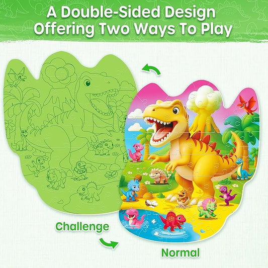 SYNARRY Dinosaur Floor Puzzles for Kids Ages 4-6, Large 45 Piece Floor Puzzles for Kids Ages 3-5, Dinosaur Puzzles for 4-8 Years Old, Educational Toys Gifts for 3 4 5 6 7 8 Years Old Boys Girls Child