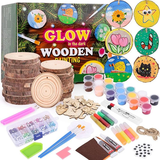 VisionX Wooden Painting Craft Supplies Kit for Kids, Arts and Crafts for Boys and Girls Ages 6-12, Creative Art Toys Birthday Christmas Gifts for 5 6 7 8 Year Old Girls Boys