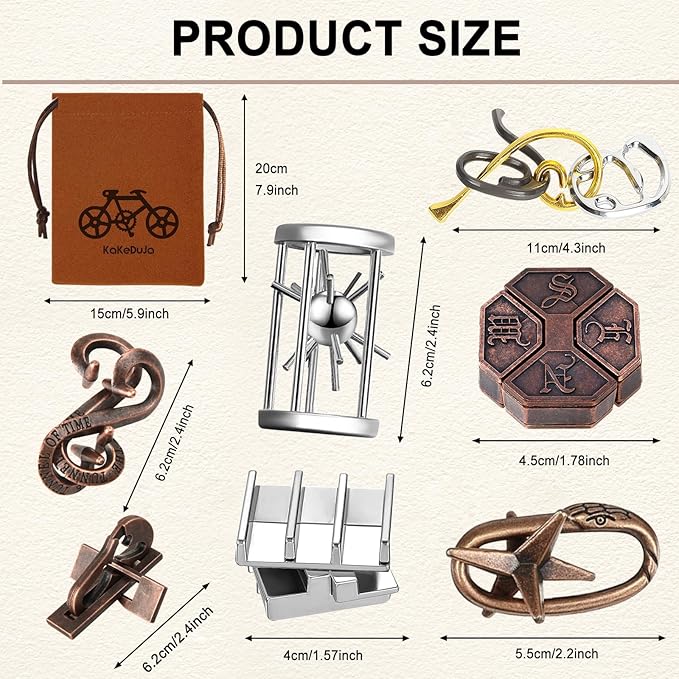 9pcs Metal Puzzle for Adult Disentanglement Puzzles Lock Puzzle Games Set Gift for Adults Teenagers