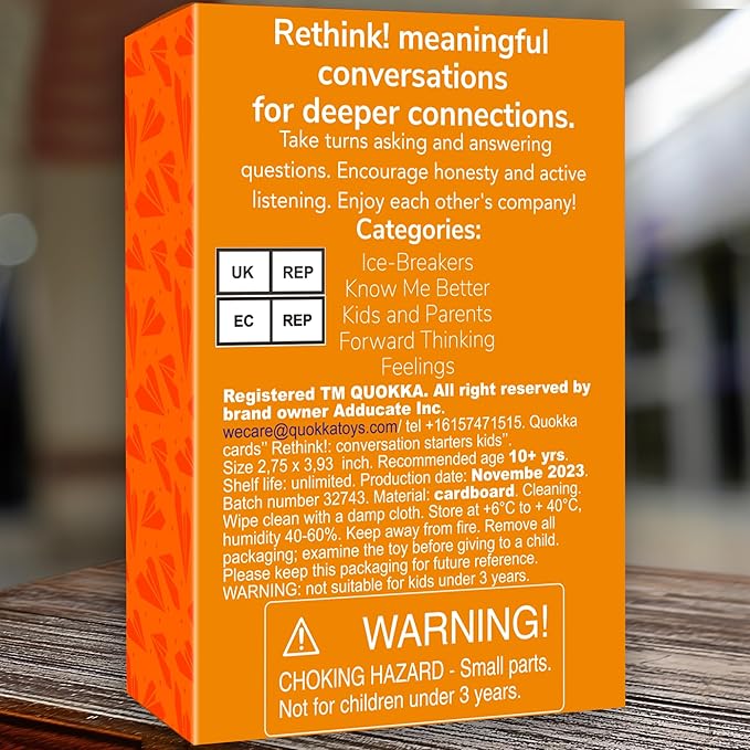 QUOKKA Conversation Cards Game - Kids Edition | 500 Questions | Original Version | Share Thoughts - Fun Talking Board Game for Family Night