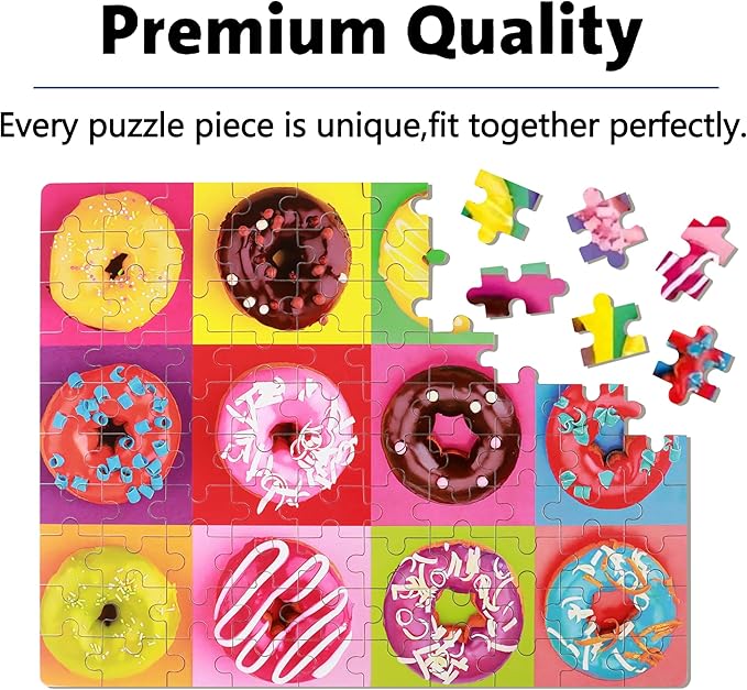 LELEMON Puzzles for Kids Ages 4-8,Donut Puzzle 100 Piece Puzzles for Kids Ages 4-6 in a Metal Box,Educational Jigsaw Puzzles 100 Piece Puzzle Games Toys for Girls and Boys