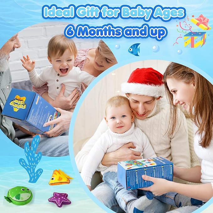 Montessori Toys for 1 Year Old - 17 in 1 Cloth Toddler Fishing Game with Stacking Cups Color Sorting, Baby Toy 12-18 Months One Year Old Boy Birthday Gift, Toddler Toys for 1 2 Year Old Boy Girl Gifts