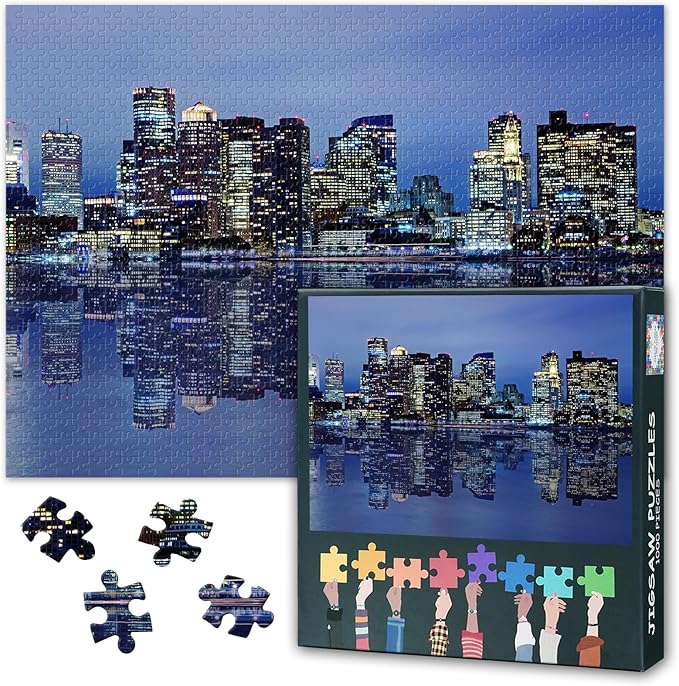 Puzzles for Adults 1000 Pieces Boston Cityscape Challenging Jigsaw Puzzles for Adults, 27.5x19.7 Inch Puzzle Game for Women Home Decoration Birthday Gift (City Skyline Series)