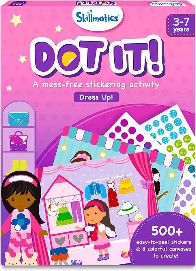Skillmatics Dot It Sticker Art - Dress Up, Mess-Free Fun for Kids, 500+ Stickers, Craft Kits, DIY Scrapbooking Activity, Travel Toys, Gifts for Boys & Girls Ages 3, 4, 5, 6, 7