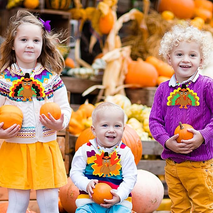 Fall Thanksgiving Crafts for Kids Adults, Make A Turkey Necklace Thanksgiving Activities Fall Party Favors Gifts Crafts Supplies Classroom Prizes DIY Thanksgiving Crafts for Toddlers Kids Age 4-8 8-12