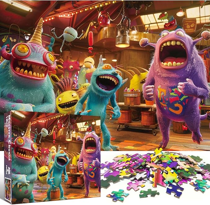 1000 Piece Puzzle for Adults, Funny Monster Chorus Jigsaw Puzzle, Fairytale Puzzles, Challenging Puzzles for Adults 1000 Pieces, Gift Ideas Home Decoration Puzzle, Interlock Perfectly No Dust