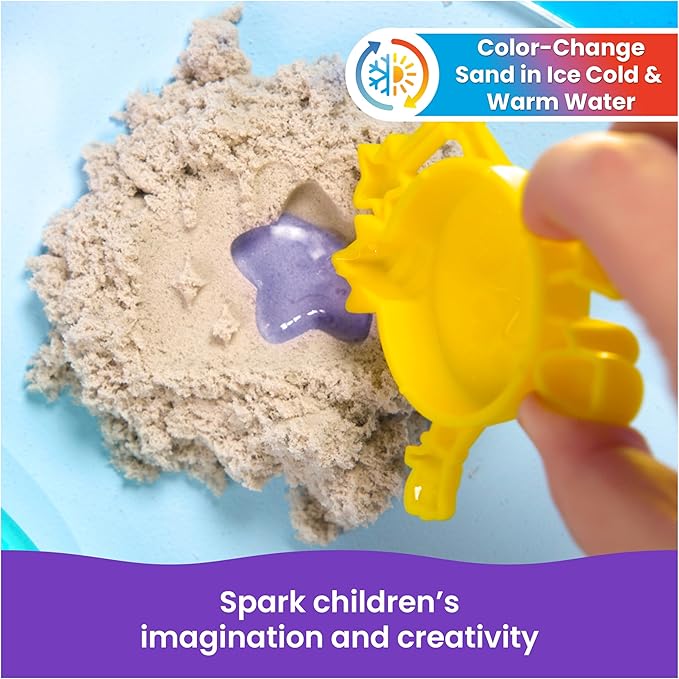 Kinetic Sand, Splash Starter Case with 6oz Color-Change Play Sand, 3 Tools & Molds, Reusable Storage, Sensory Toys for Kids Ages 3 and up