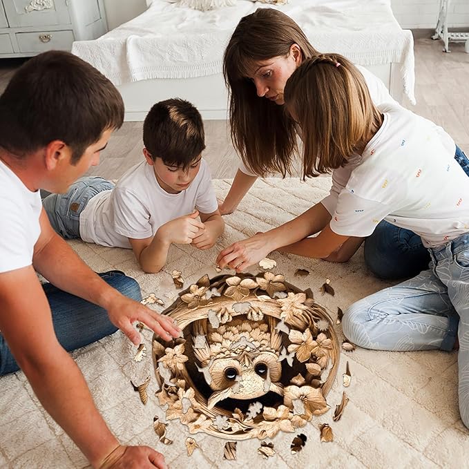 WOODBESTS Wooden Puzzles for Adults, 3D Owl Wood Puzzles Adult(100 Pieces, S, 8.5 * 8.5in), Unique Shape Wooden Animal Jigsaw Puzzles, Birthday Gifts for Adults Family Game