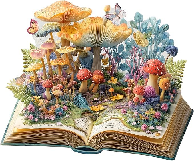 Wooden Puzzles for Adults - Forest Magic Book Wooden Jigsaw Puzzle for Adults, Mushroom Wood Puzzles Adult, Unique Animal Shape Ocean Puzzle, Wall Art Home Decor (S-8.4 * 6.9in -98 Pieces)