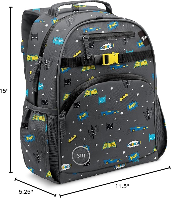 Simple Modern Medium DC Comics Batman Toddler Backpack for School Girls and Boys | Kindergarten Elementary Kids Backpack | Fletcher Collection | Kids - 15" tall | Batman POW!
