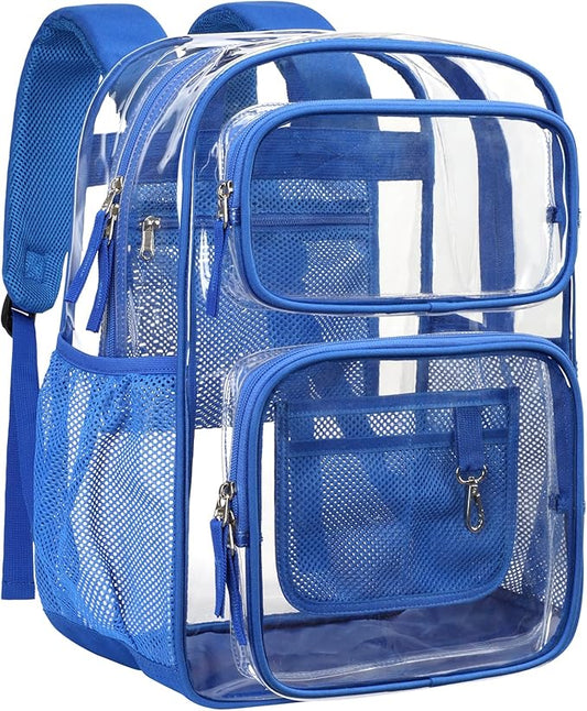 PACKISM Clear Backpack for School - 17 inch Large Heavy Duty Clear Bookbag, See Through PVC Backpacks (for age 12 above)
