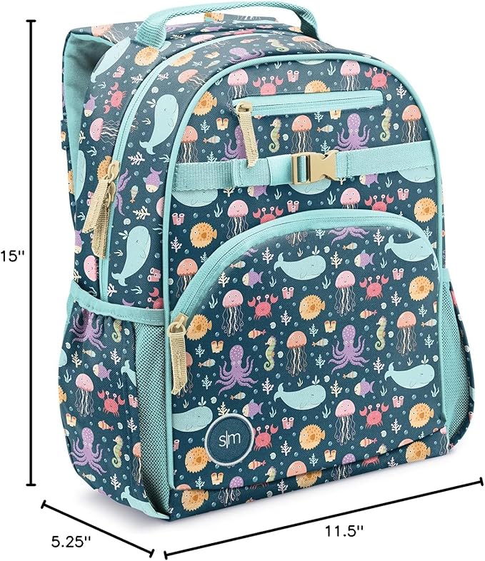 Simple Modern Medium Toddler Backpack for School Girls and Boys | Kindergarten Elementary Kids Backpack | Fletcher Collection | Kids - 15" tall | Under the Sea