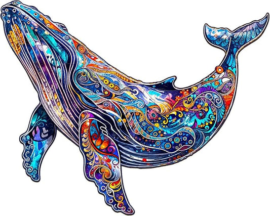 Wooden Puzzle for Adults - Blue Whale Wood Puzzles Adult - Unique Animal Shape Wooden Jigsaw Puzzles for Adults - Birthday Gifts for Puzzle Lovers, Family (9.2 * 7.2in)