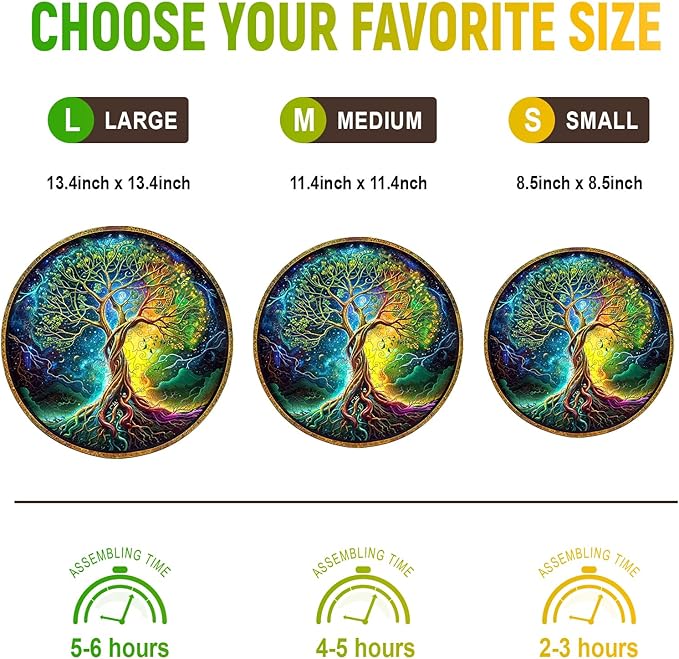 Jigsaw Puzzles, Wooden Puzzles for Adults - 280pcs Unique Shaped Wooden Adult Puzzles, Christmas Creative Gifts for Adults, Aurora Tree of Life Puzzle 13.4 * 13.4in