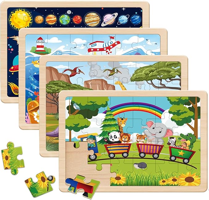 Puzzles for Kids Ages 4-6 24 Pieces Wooden Puzzles for Toddlers Ages 4 5 6 7 8 Year Olds Kids Puzzle Toys Children Jigsaw Puzzles for Boys and Girls Gifts